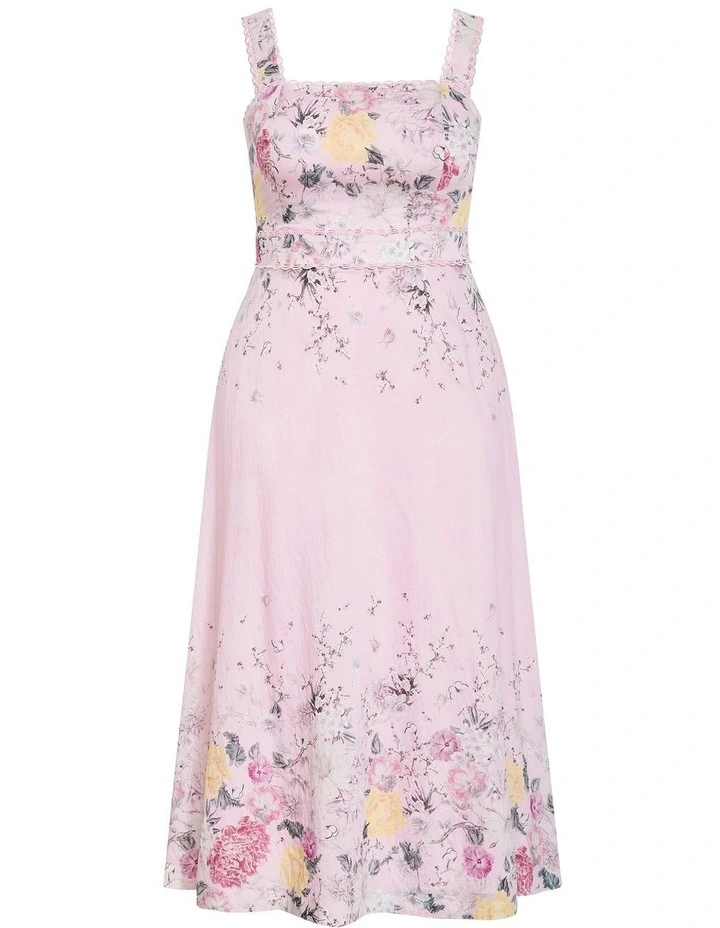 Plus Size Chelsea Botanical Border Print Maxi Dress in Soft Pink image 3