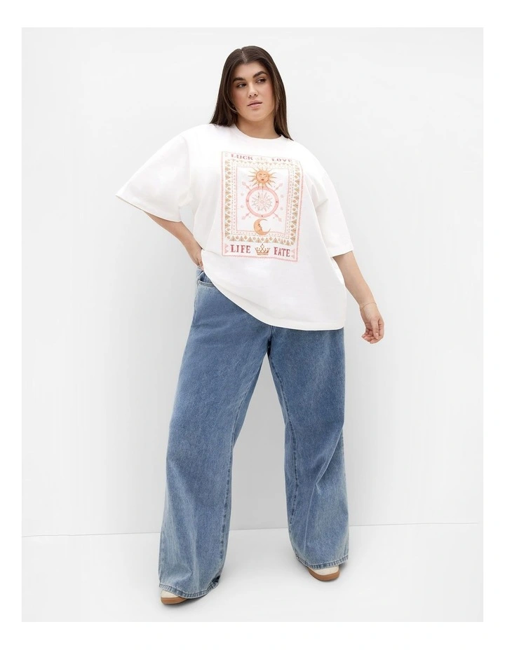 Plus Size Tarot Oversized Cotton Tee in Ivory image 1