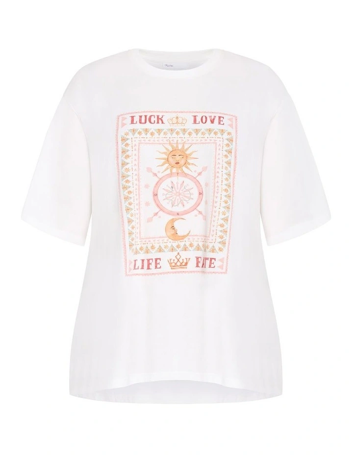 Plus Size Tarot Oversized Cotton Tee in Ivory image 3