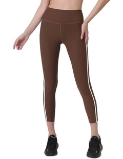Ribbed Stripe Legging in Chocolate