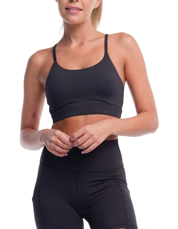 Base Strap Bra Top in Black image 3