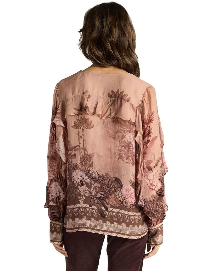 Odette Ruffle Blouse in Light Scarf Print image 2