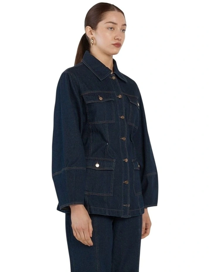 Wren Denim Sculpted Jacket in Indigo image 3
