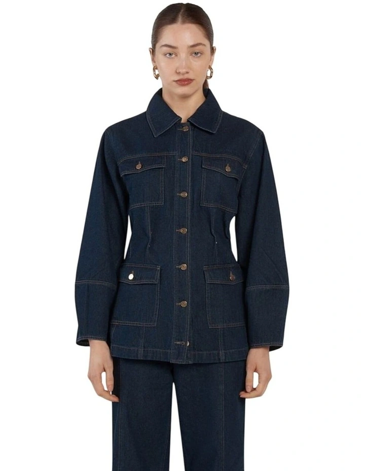 Wren Denim Sculpted Jacket in Indigo image 4