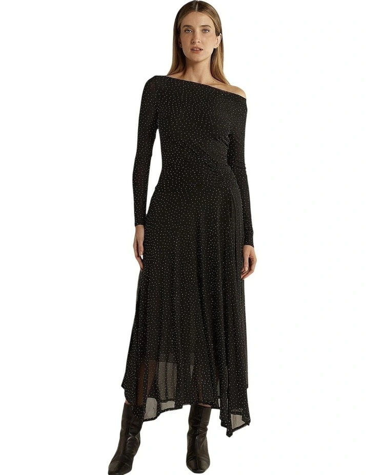 Sora Studded OneinShoulder Maxi Dress in Black image 1