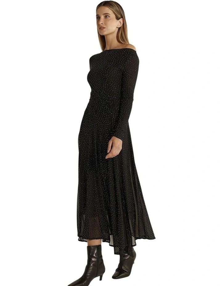 Sora Studded OneinShoulder Maxi Dress in Black image 3