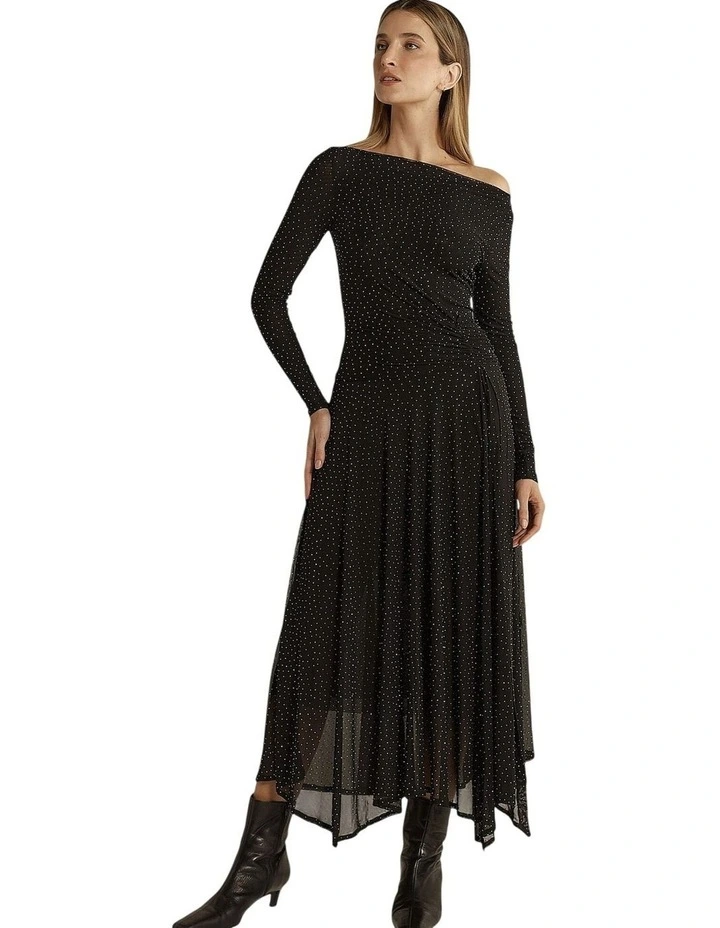 Sora Studded OneinShoulder Maxi Dress in Black image 4