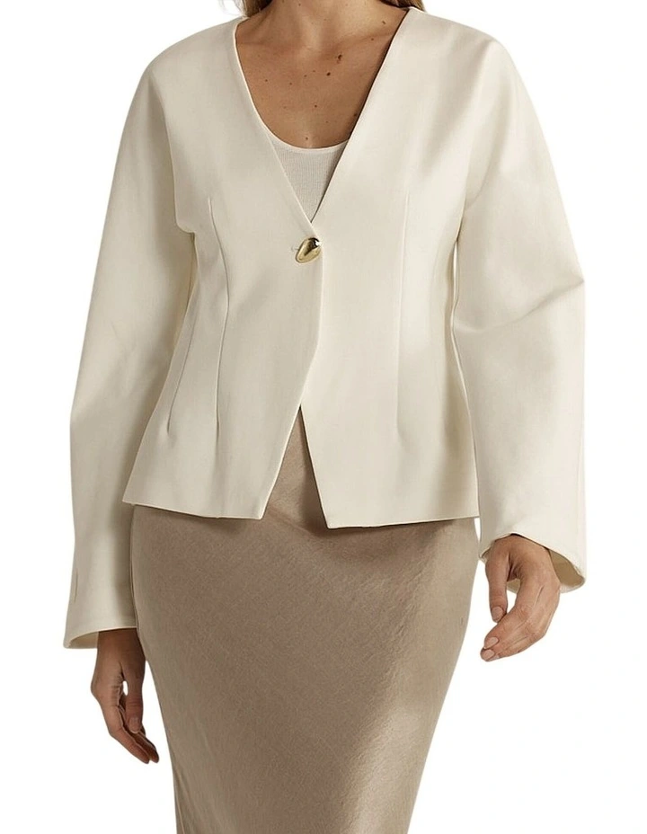 Pia Ponte Jacket in Cream image 5