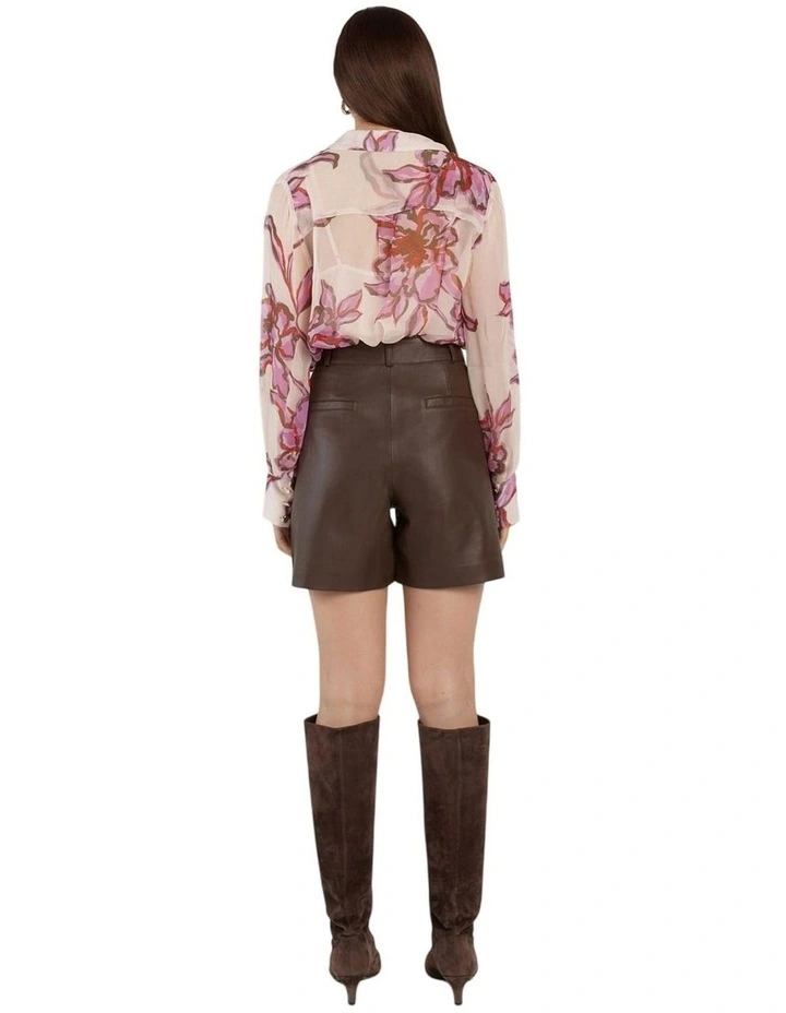Elayra Leather Short in Chocolate image 2
