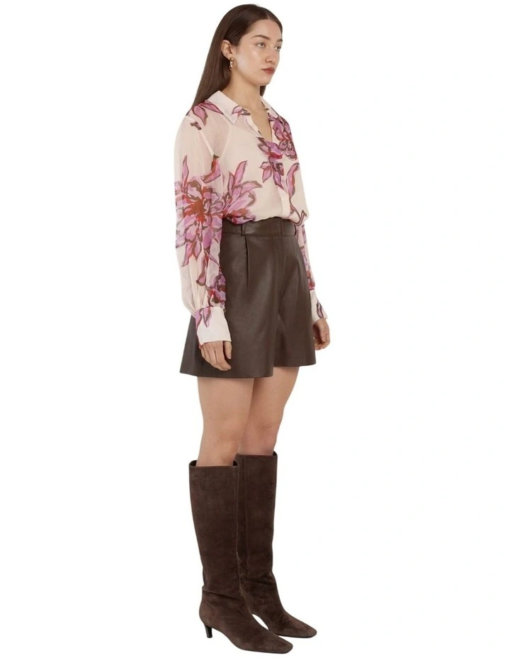 Elayra Leather Short in Chocolate image 3
