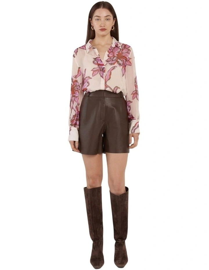 Elayra Leather Short in Chocolate image 4