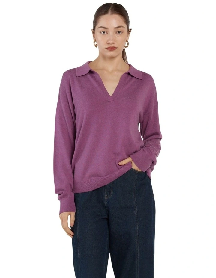 Solenne Polo Knit in Magenta image 1