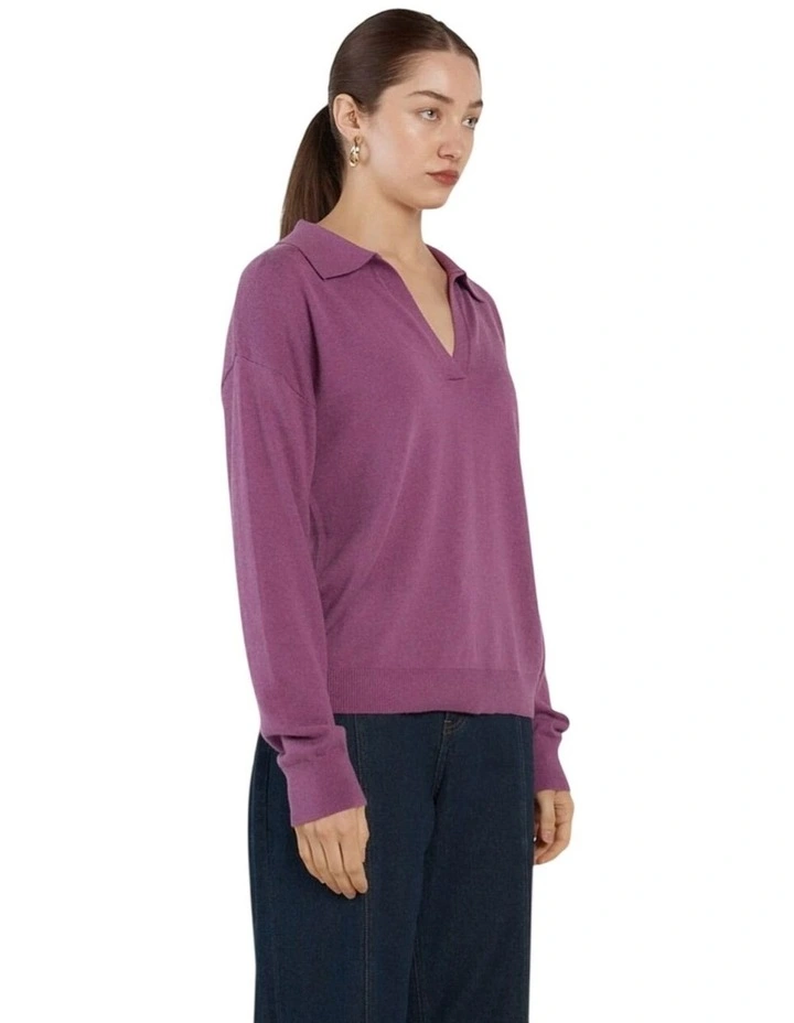 Solenne Polo Knit in Magenta image 3