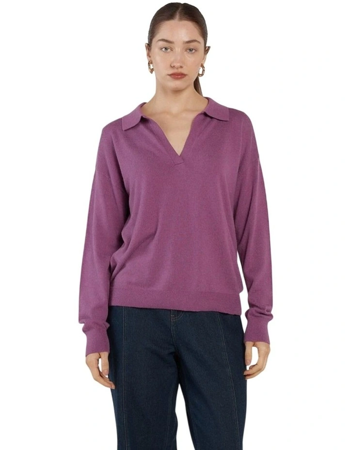 Solenne Polo Knit in Magenta image 4