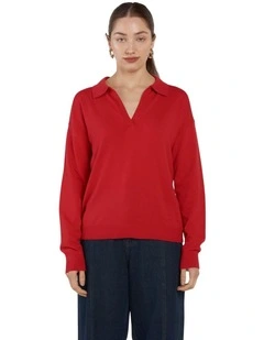 Solenne Polo Knit in Red