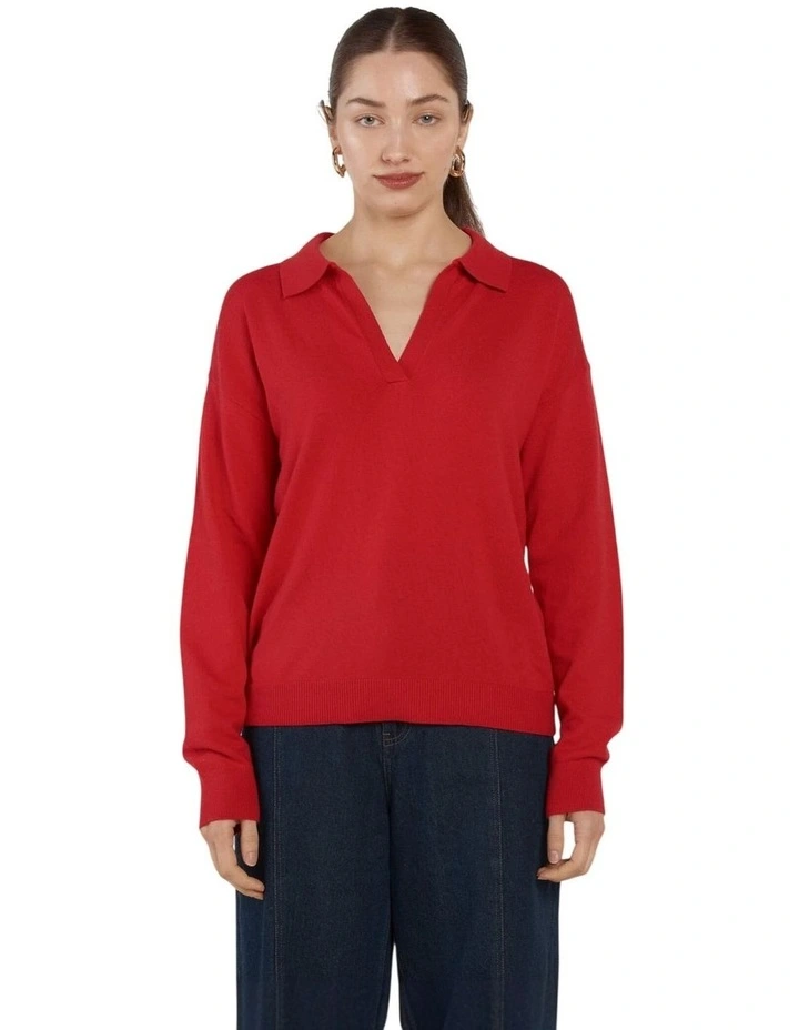 Solenne Polo Knit in Red image 1