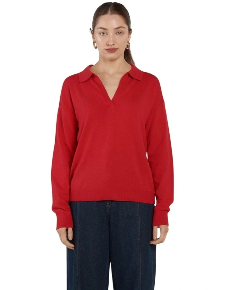 Solenne Polo Knit in Red image 4