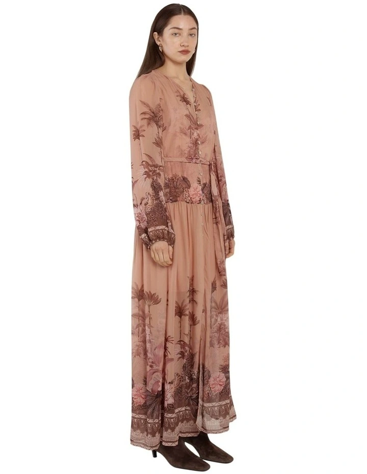Romy Long Sleeve Maxi Dress in Light Scarf Print image 3
