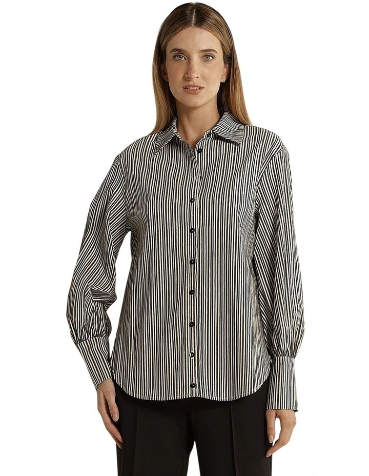 Elm Balloon Sleeve Shirt in Black Stripe image 1