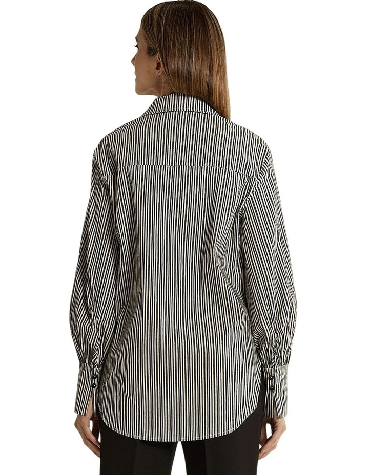 Elm Balloon Sleeve Shirt in Black Stripe image 2