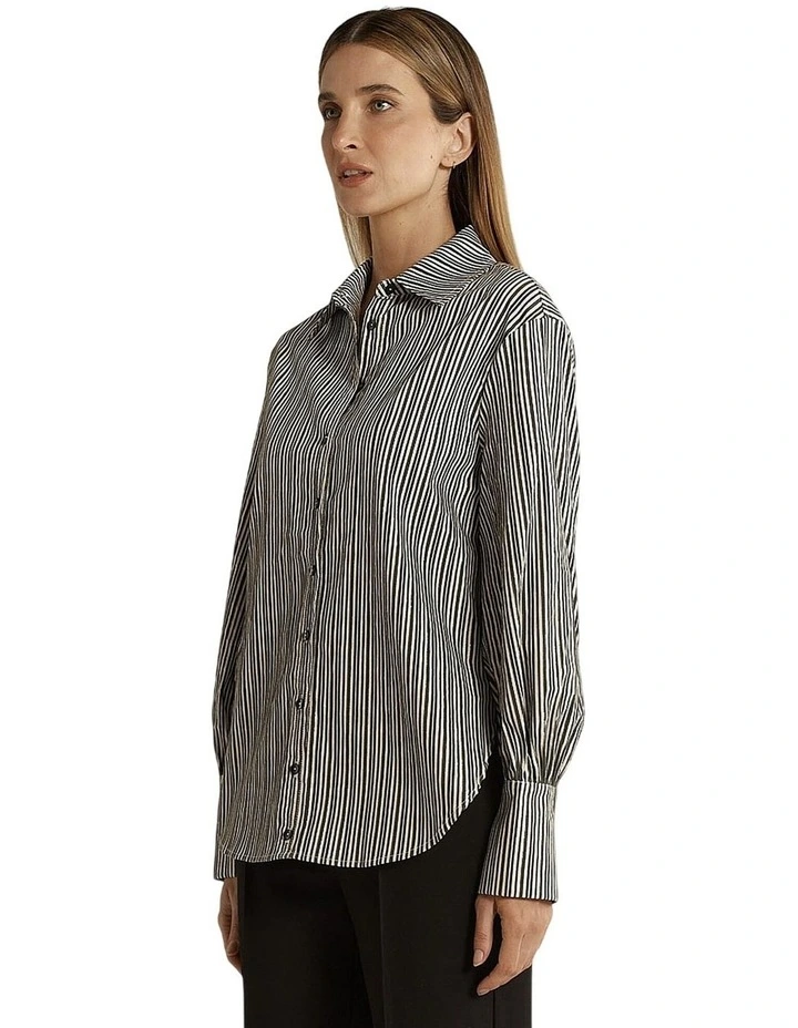 Elm Balloon Sleeve Shirt in Black Stripe image 3