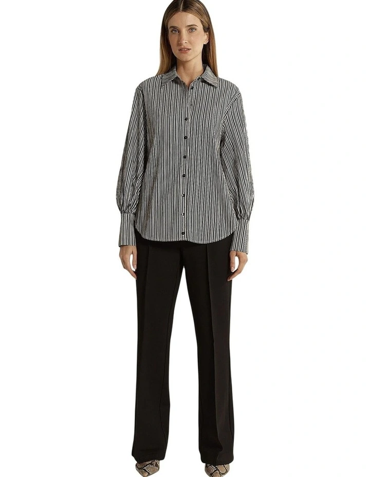 Elm Balloon Sleeve Shirt in Black Stripe image 4