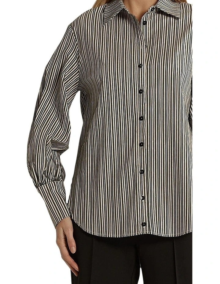 Elm Balloon Sleeve Shirt in Black Stripe image 5