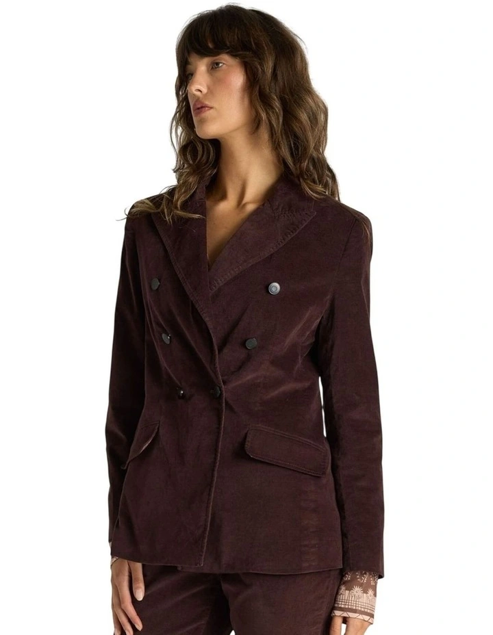 Rhea Velvet Blazer in Chocolate image 3