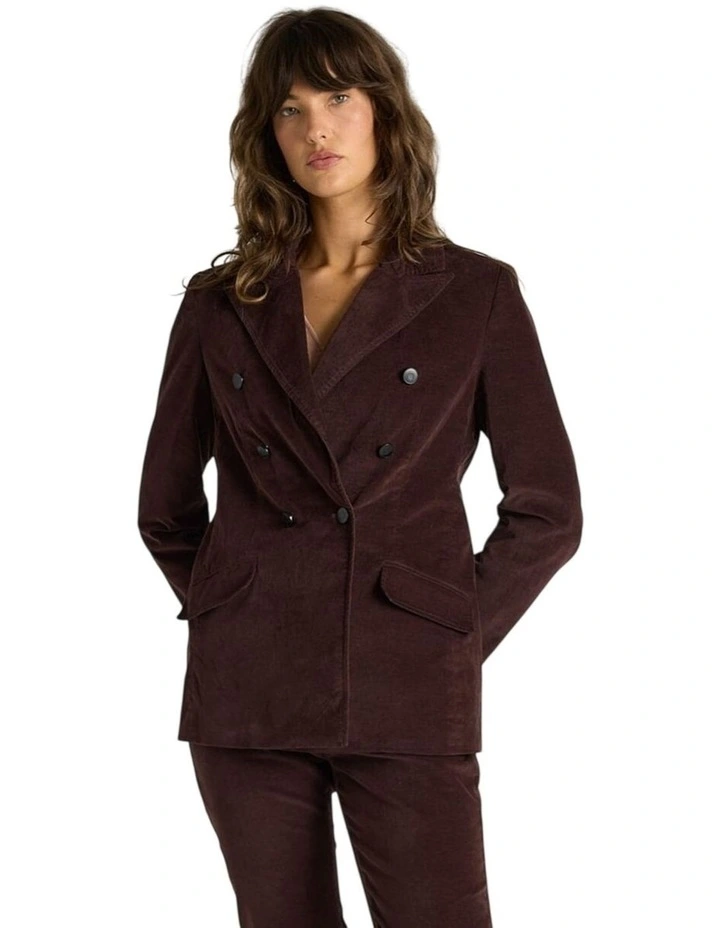 Rhea Velvet Blazer in Chocolate image 4
