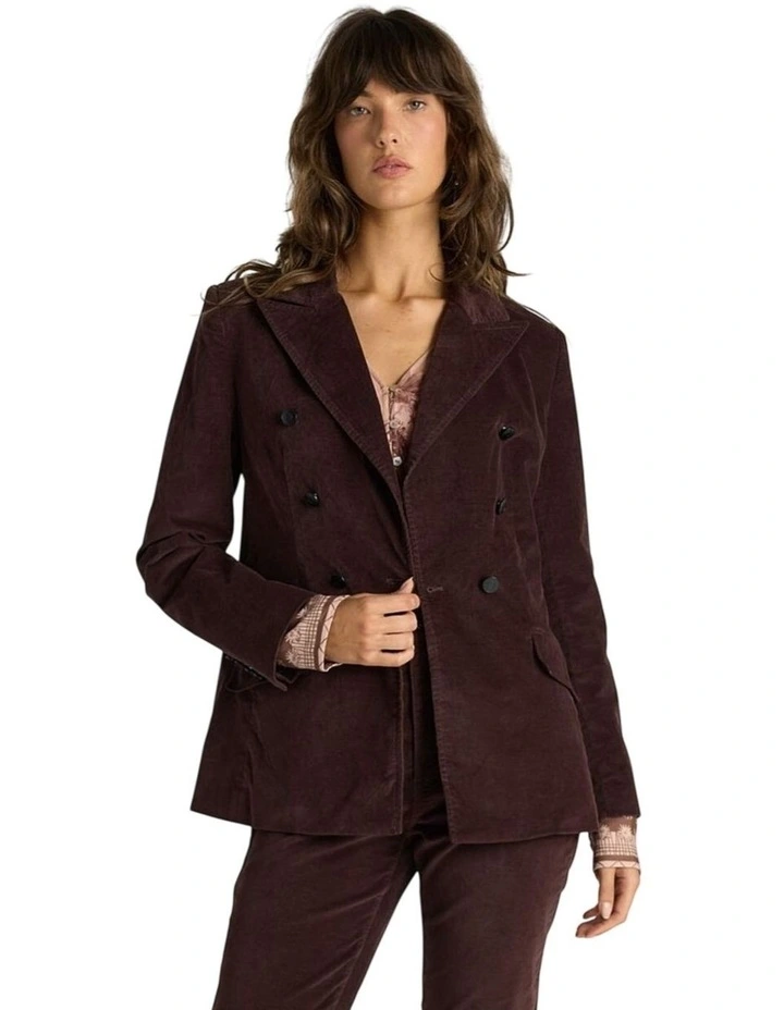 Rhea Velvet Blazer in Chocolate image 5