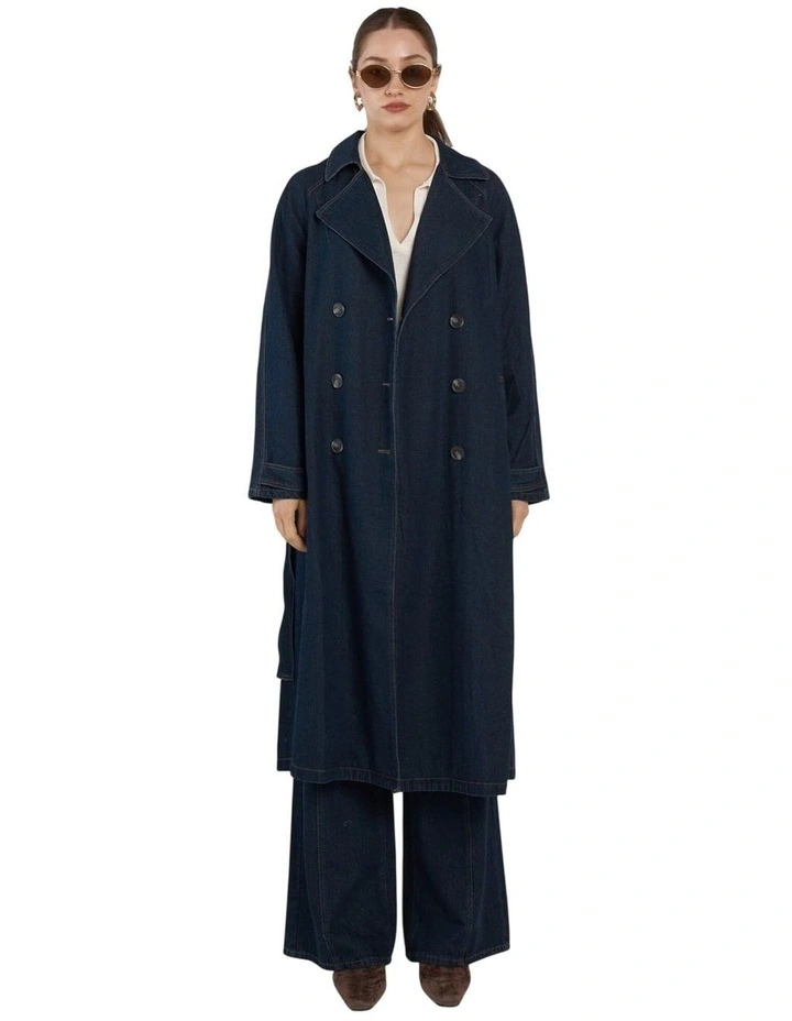 Koa Denim Trench Coat in Indigo image 1