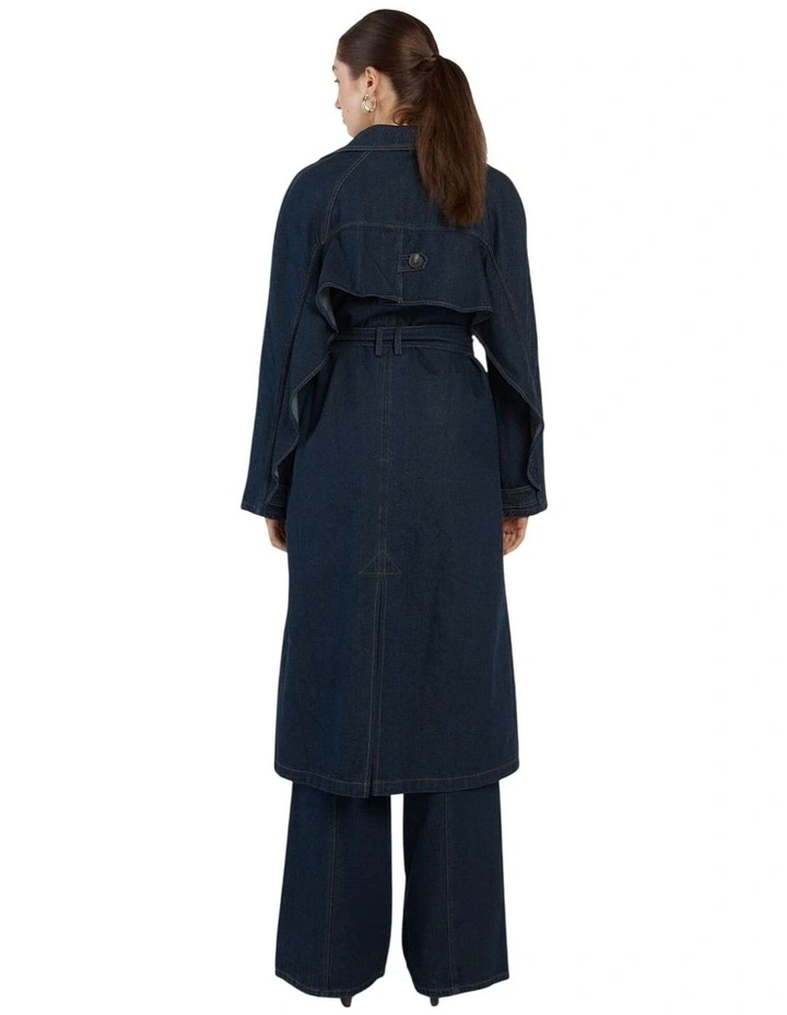 Koa Denim Trench Coat in Indigo image 2