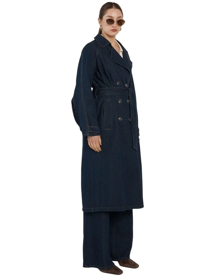 Koa Denim Trench Coat in Indigo image 3