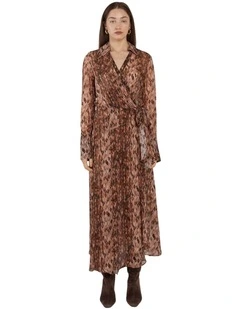 Isla Wrap Dress in Snake Print