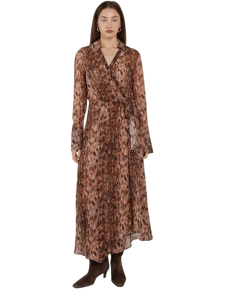 Isla Wrap Dress in Snake Print image 4