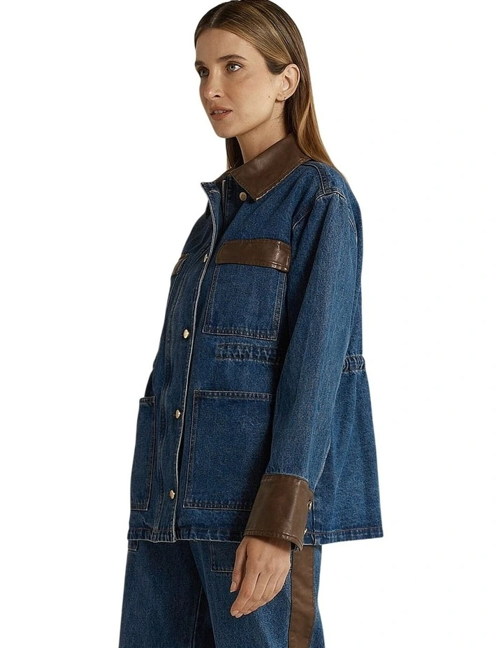 Niamh Denim Jacket in Mid Blue image 3