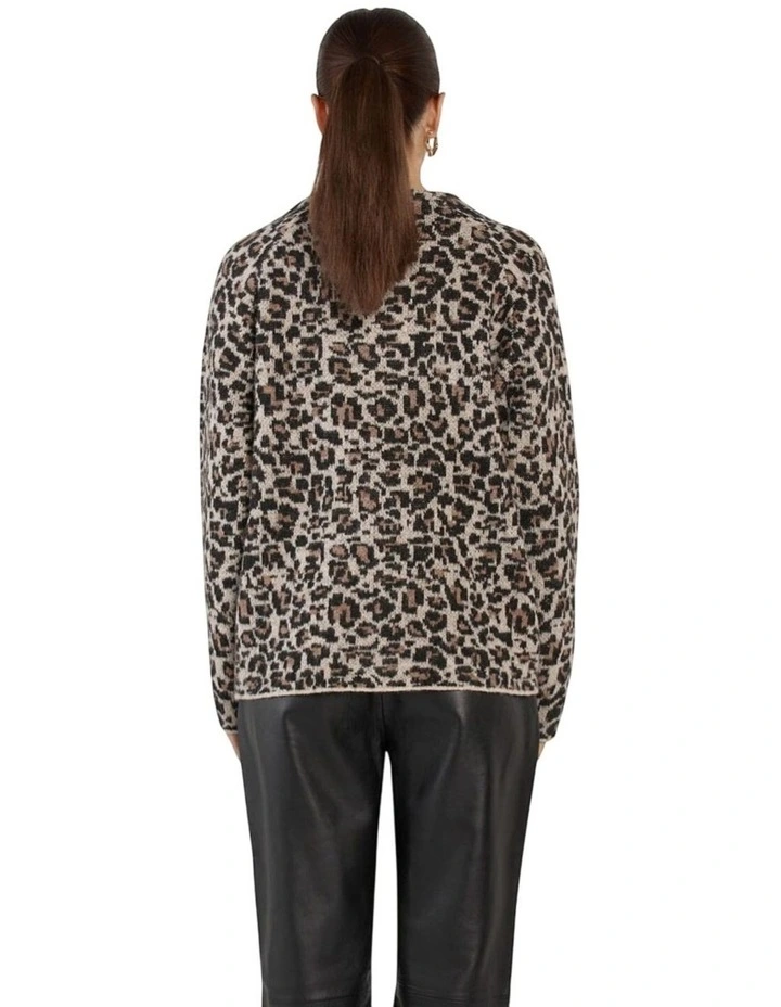 Marlowe Fluffy Cardigan in Animal Print image 2