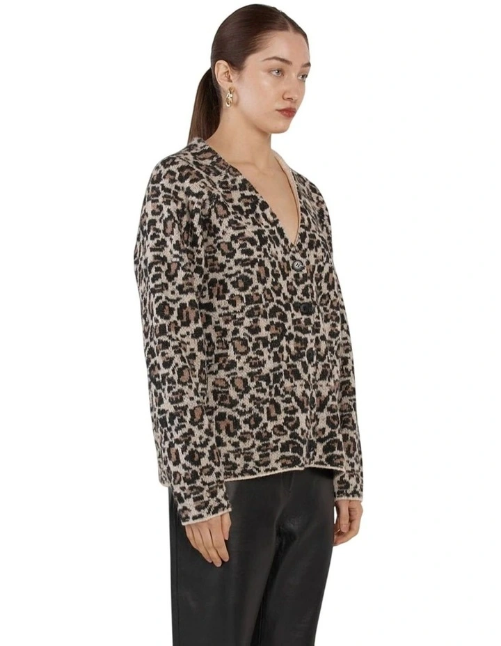 Marlowe Fluffy Cardigan in Animal Print image 3