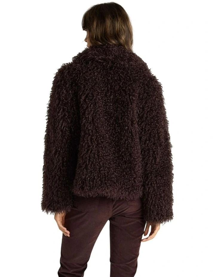 Wynn Cropped Fur Jacket in Chocolate image 2