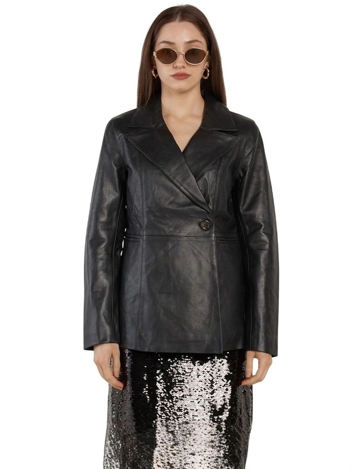 Sorrel Leather Blazer in Black image 1