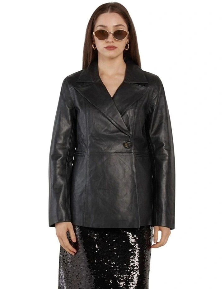 Sorrel Leather Blazer in Black image 4