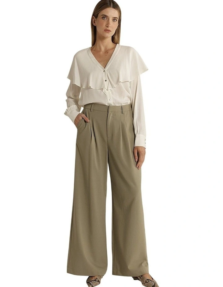 Roan Pleat Front Pant in Sage image 1