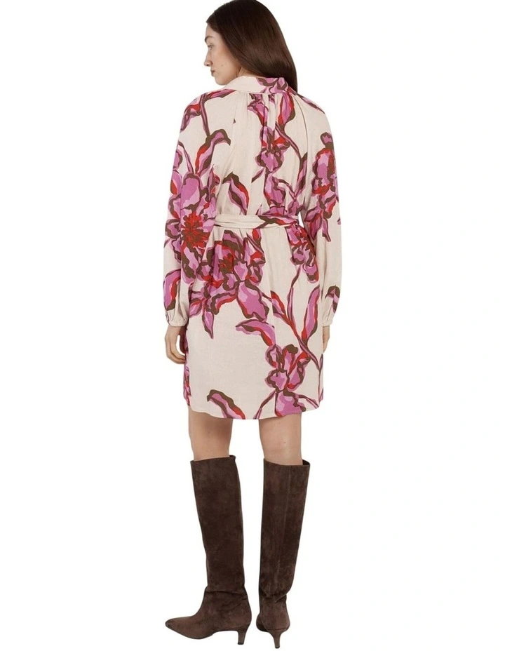 Novara Linen Dress in Light Flower Print image 2
