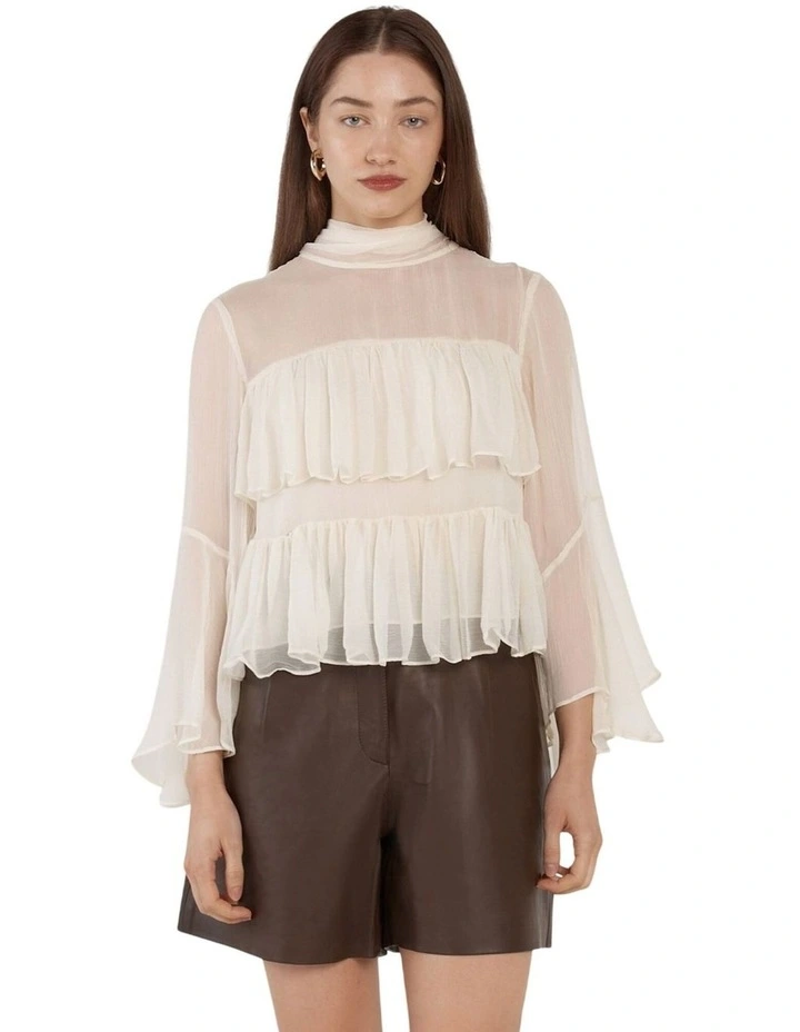 Sienna Ruffle Blouse in Cream image 1