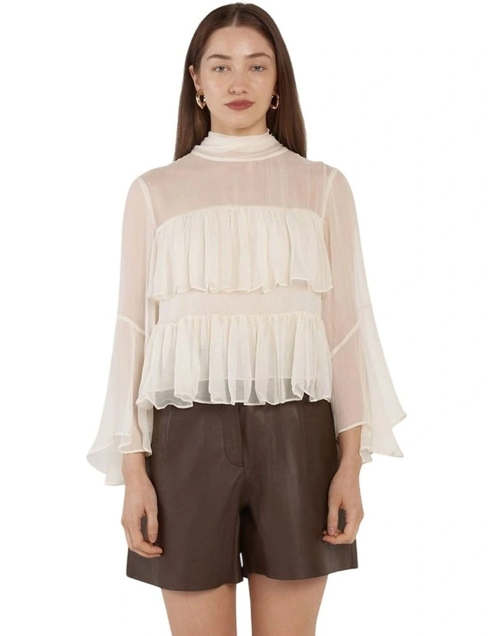 Sienna Ruffle Blouse in Cream image 4