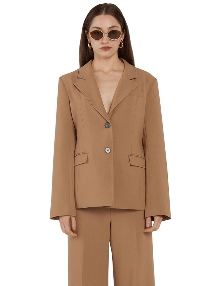 Elka Waisted Blazer in Camel image 1
