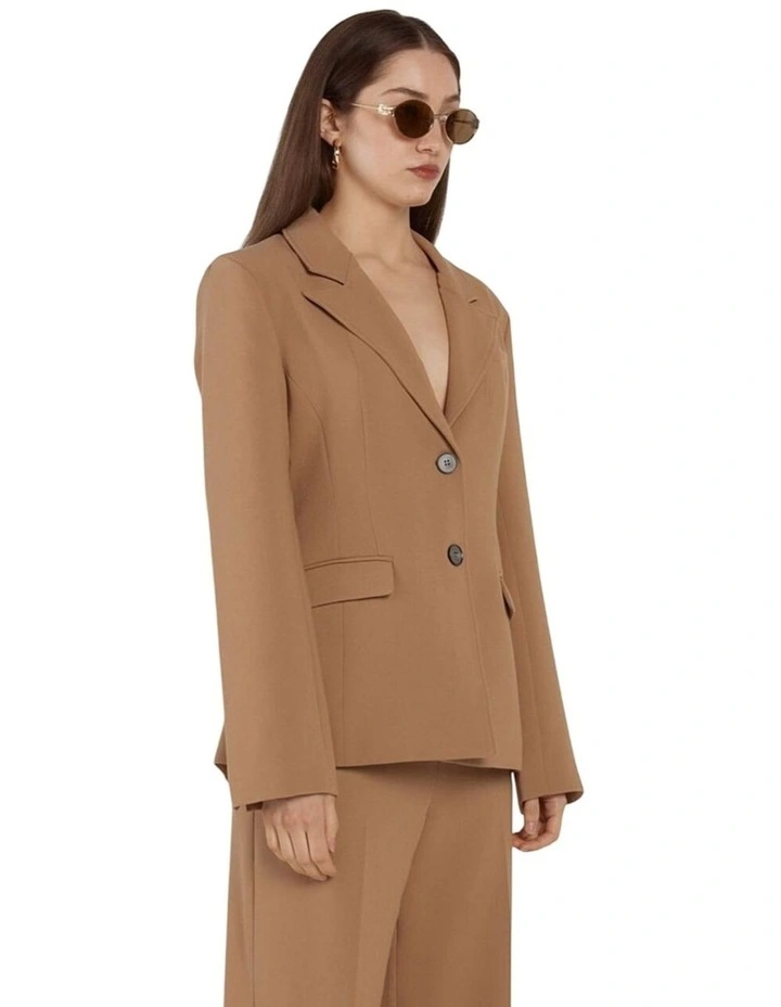 Elka Waisted Blazer in Camel image 3