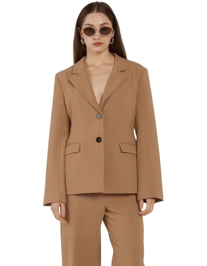 Elka Waisted Blazer in Camel image 4
