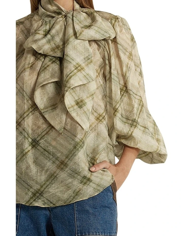 Eve Pussybow Blouse in Moss image 4