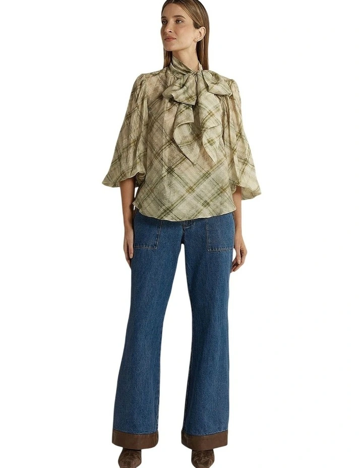 Eve Pussybow Blouse in Moss image 5